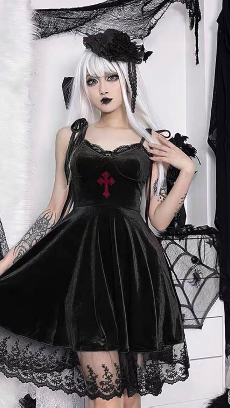 Gothic Romance Black Velvet Dress